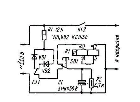 Схема управления реле одной кнопкой без фиксации на транзисторах