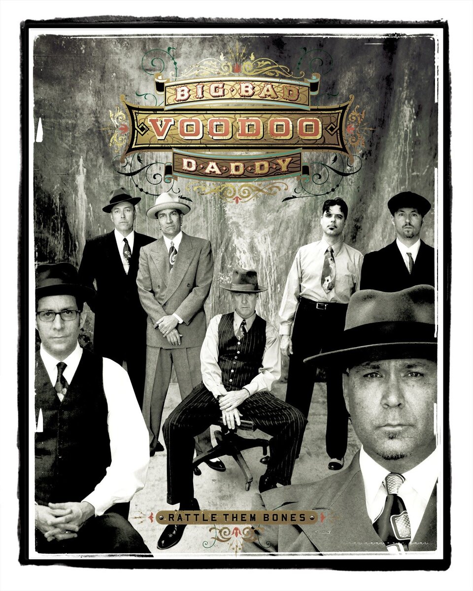 Постер Big Bad Voodoo Daddy. Ребята имитируют стилистику века джаза в своих промо-материалах.