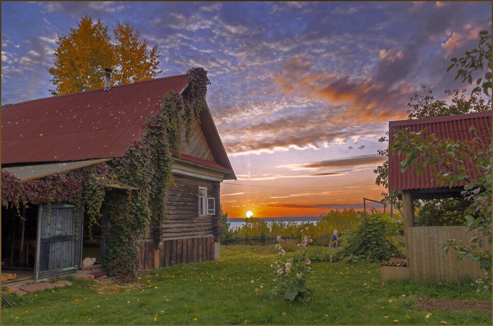 Природа под крышей. Деревенский домик. Красивый деревенский домик. Деревенский дом двор. Вечер в деревне.