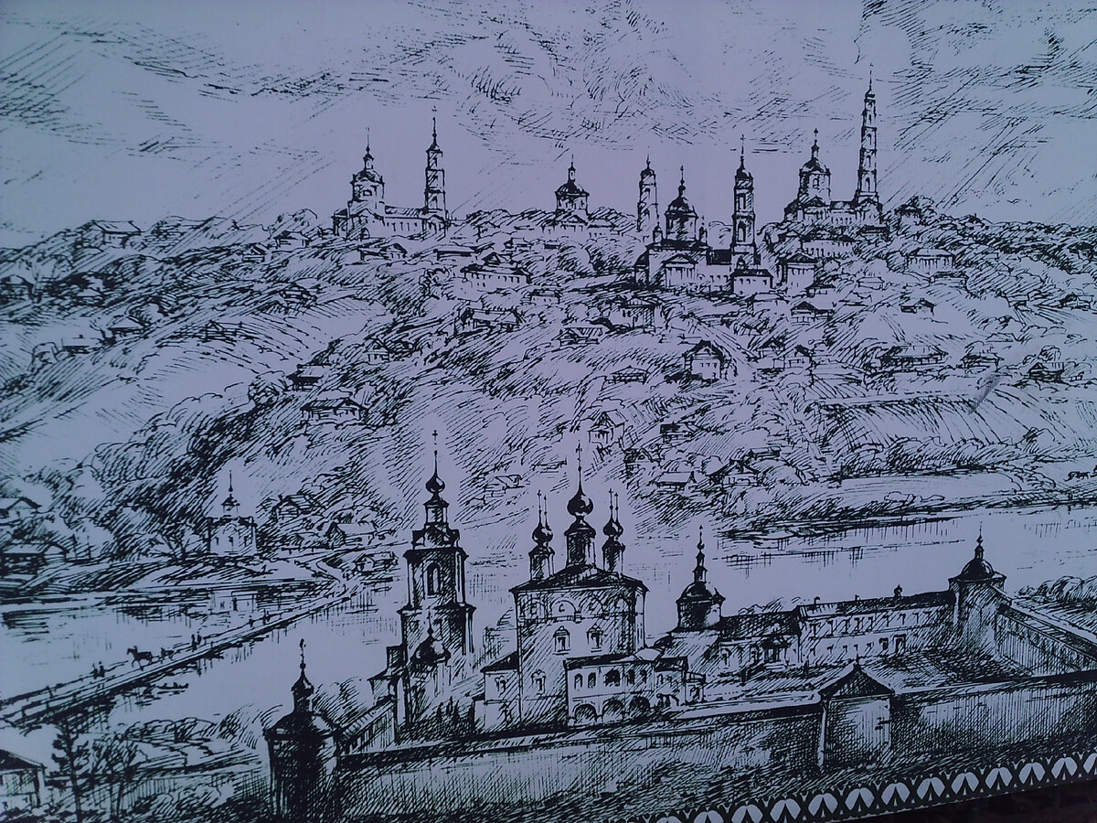  Кашира 19 века с переправой через Оку