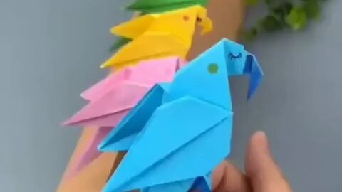 Как сделать попугая из бумаги,Оригами попугай(origami Parrot)