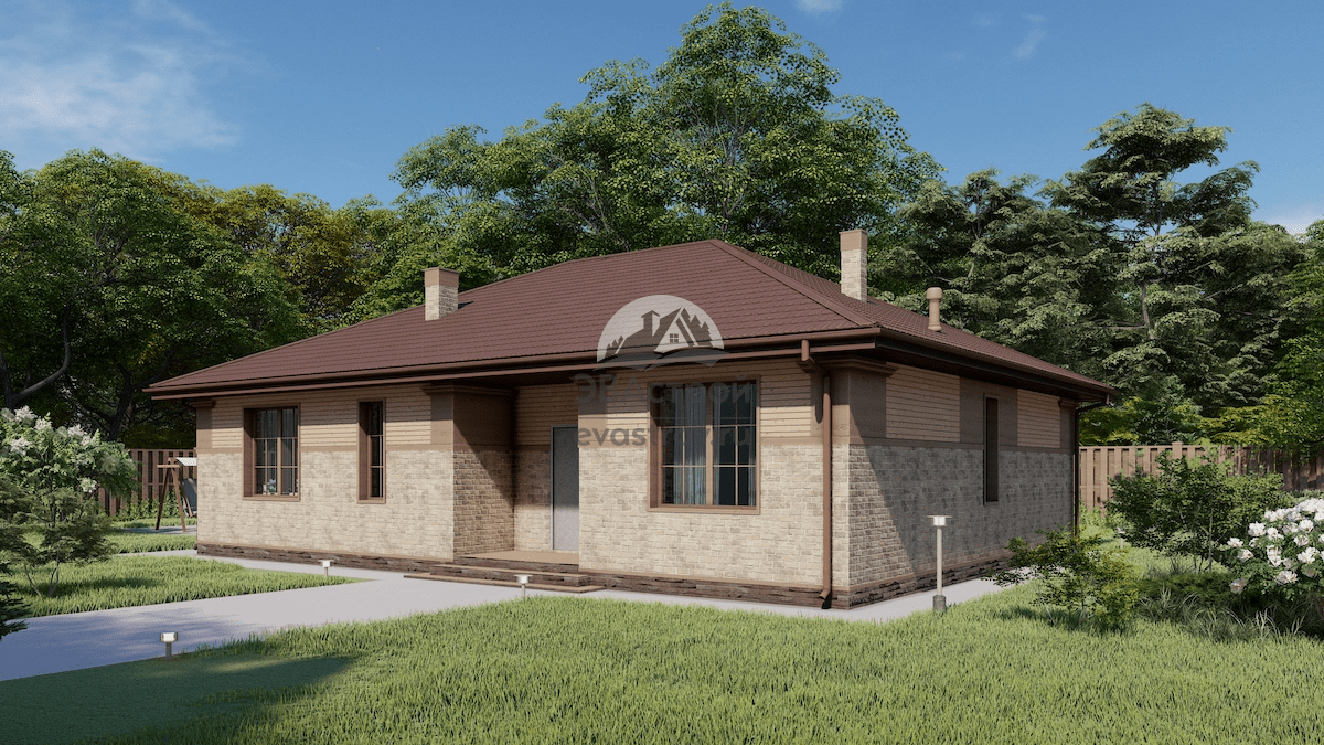 Проект одноэтажного дома 139 м2 с террасой - 107-70