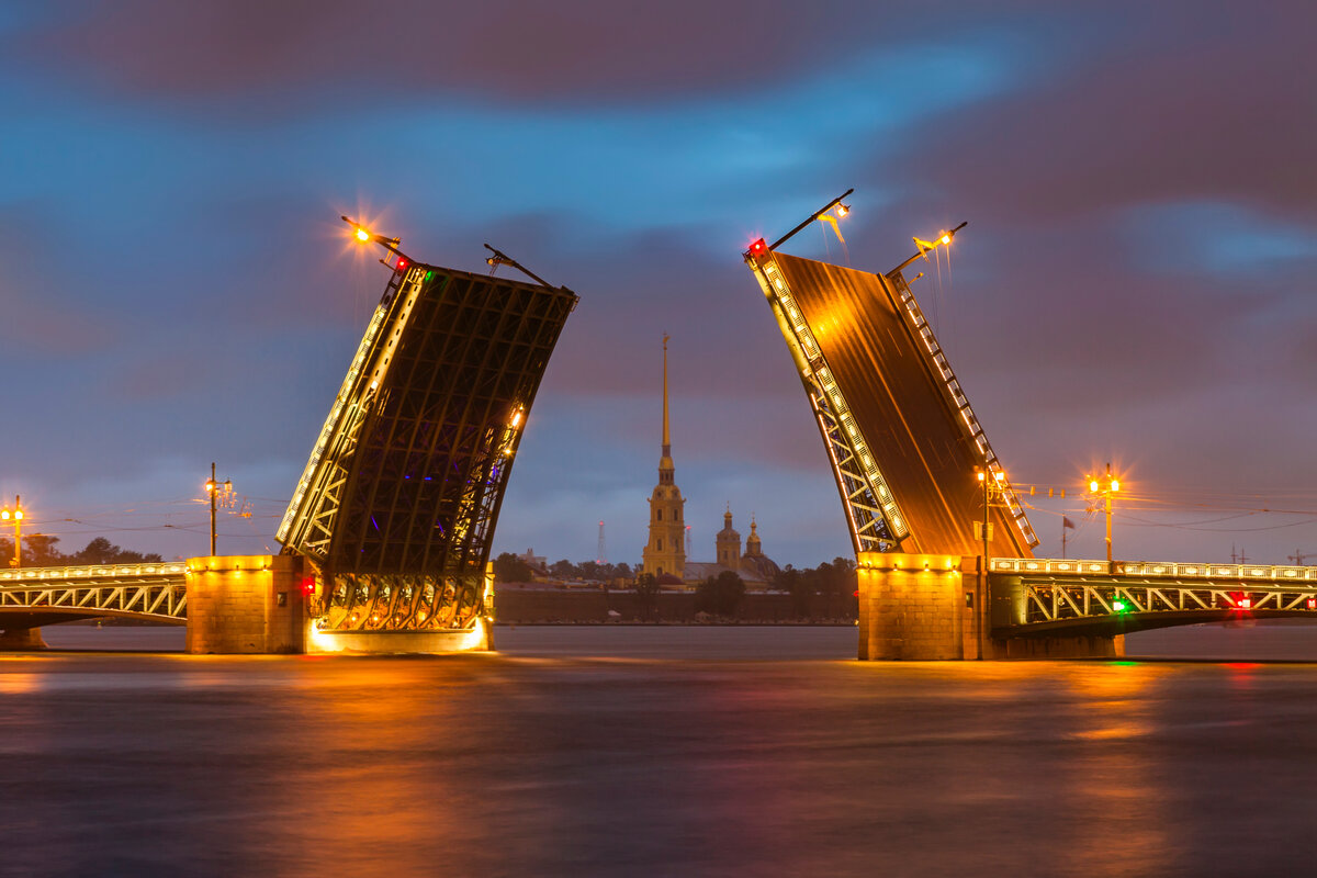 Питер разводной мост Петропавловская крепость