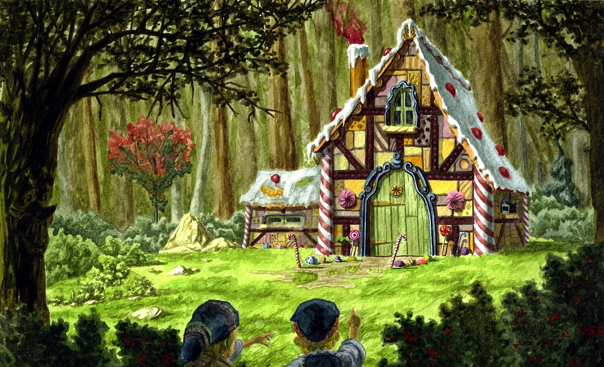 Иллюстрация из сказки "Пряничный домик" Шарля Перро. Источник: timeweb.com. Ссылка: https://clck.ru/sT8mj