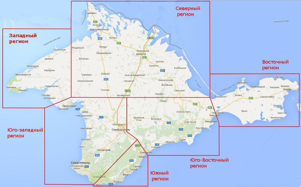 Карта крымского полуострова и краснодарского края