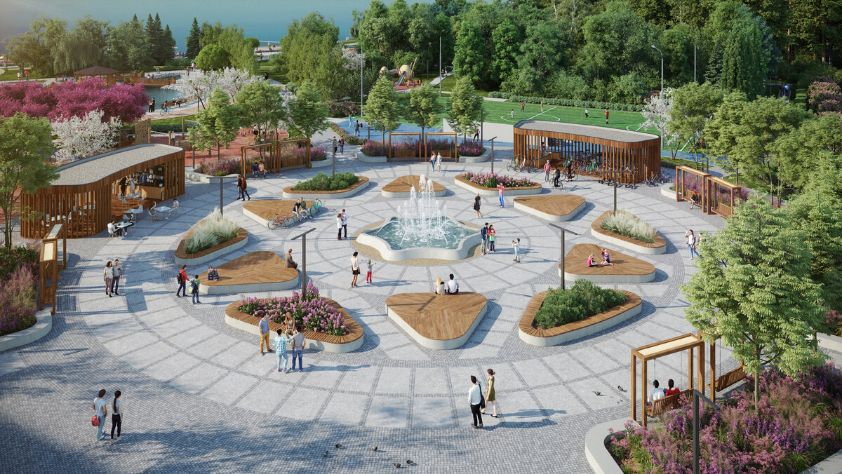 Благоустройство жилого квартала River Park: рекреационные пространства на территории парка