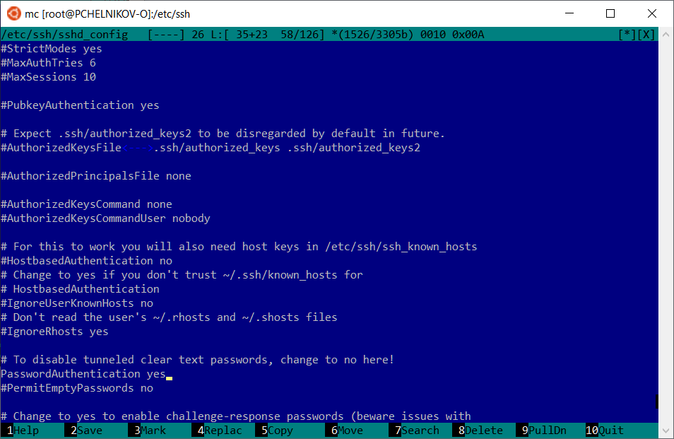 Wsl password. По SSH через Putty.