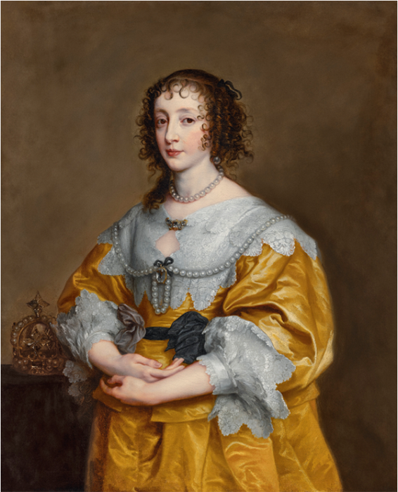  Сэр Антонис ван Дейк. Портрет королевы Генриетты Марии в три четверти в золотом платье
