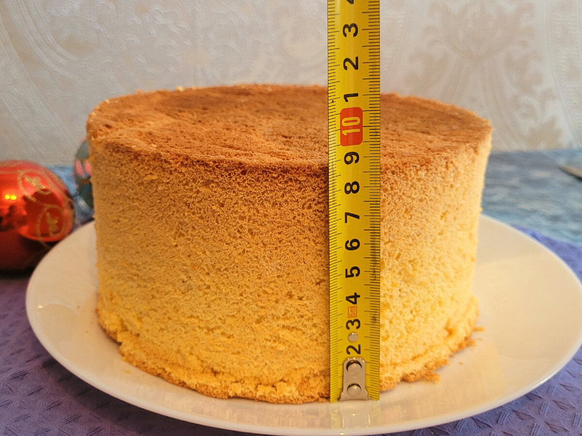 Осевший бисквит. Высокий бисквит. Самый удачный бисквит для торта. Бисквит на 18 см форму.