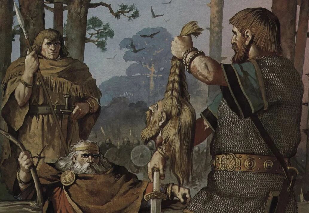 Вождь Тарузатии демонстрирует результаты своей охоты на охотника