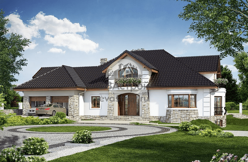 Проект дома 723 м2 из керамоблоков с двухместным гаражом и бассейном - LG-74