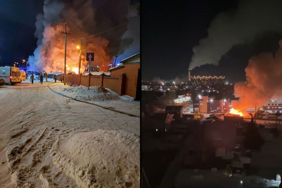     В Ленинском районе Новосибирска загорелся частный дом. Фото: "АСТ-54"