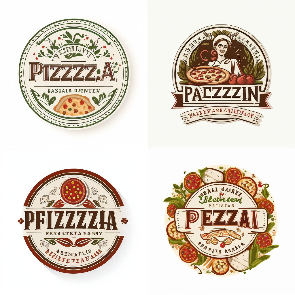 /imagine prompt: pizzeria restaurant, white background, logo style, flat --v 4