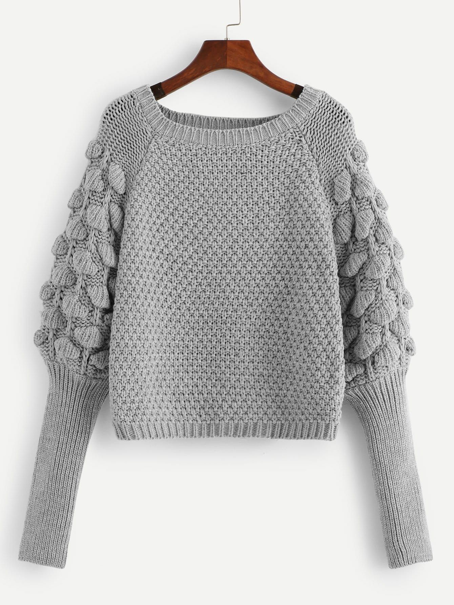 Свитер, где основным узором тела свитера является узор "Столбики". Источник фото de.romwe.com