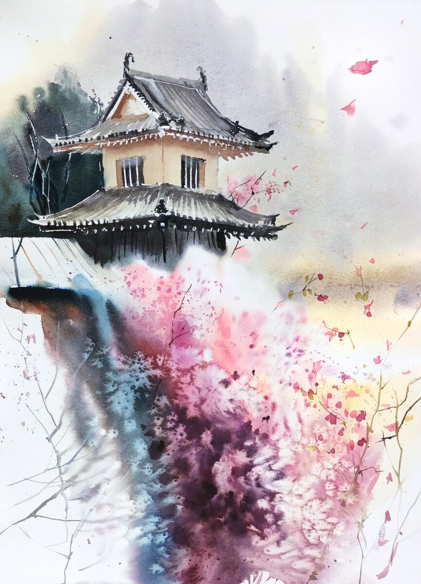 Работы Ольги Андрущенко для курса «Аригато, акварель!»