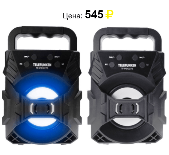 Колонка Telefunken портативная TF-PS1227B 8Вт. Источник: https://svetofors.ru/