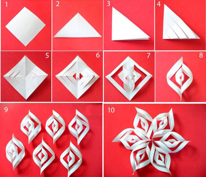 1. Простая снежинка оригами