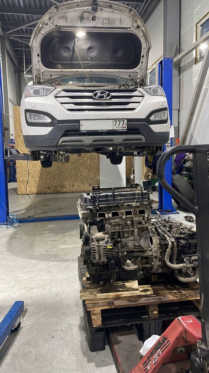 Пробило блок цилиндров G4KE на шоссе. В работе очередной Santa Fe ...