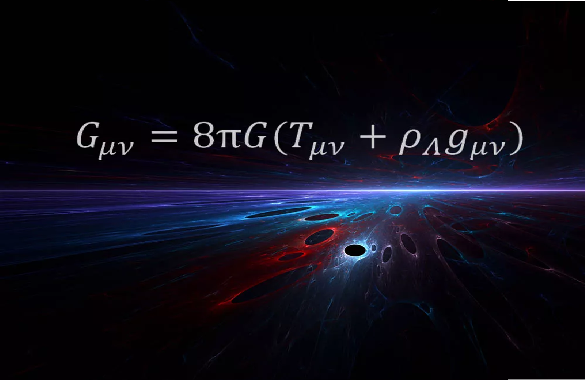 Главное уравнение общей теории относительности (ОТО) А.Эйнштейна: масса и энергия определяют кривизну геометрии пространства-времени, которая проявляется как гравитация.