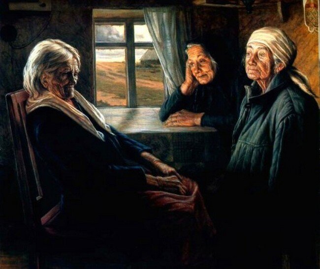 В заголовке: А. Шилов «Вдовы войны», 1985 г.