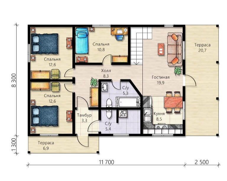 Планировка дома Норд с антресолью