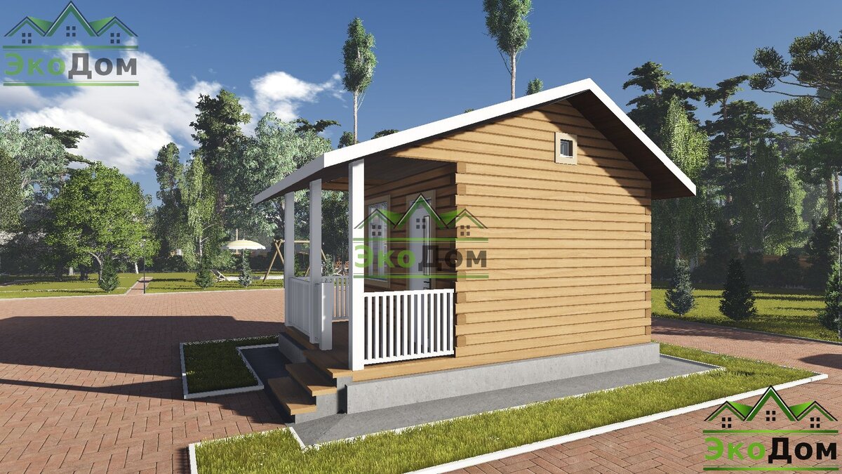 Проект недорогой бани из бруса по проекту ДБ-17 от компании ЭкоДом-Кострома