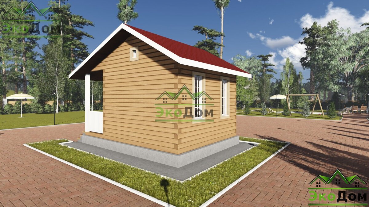 Проект недорогой бани из бруса по проекту ДБ-17 от компании ЭкоДом-Кострома