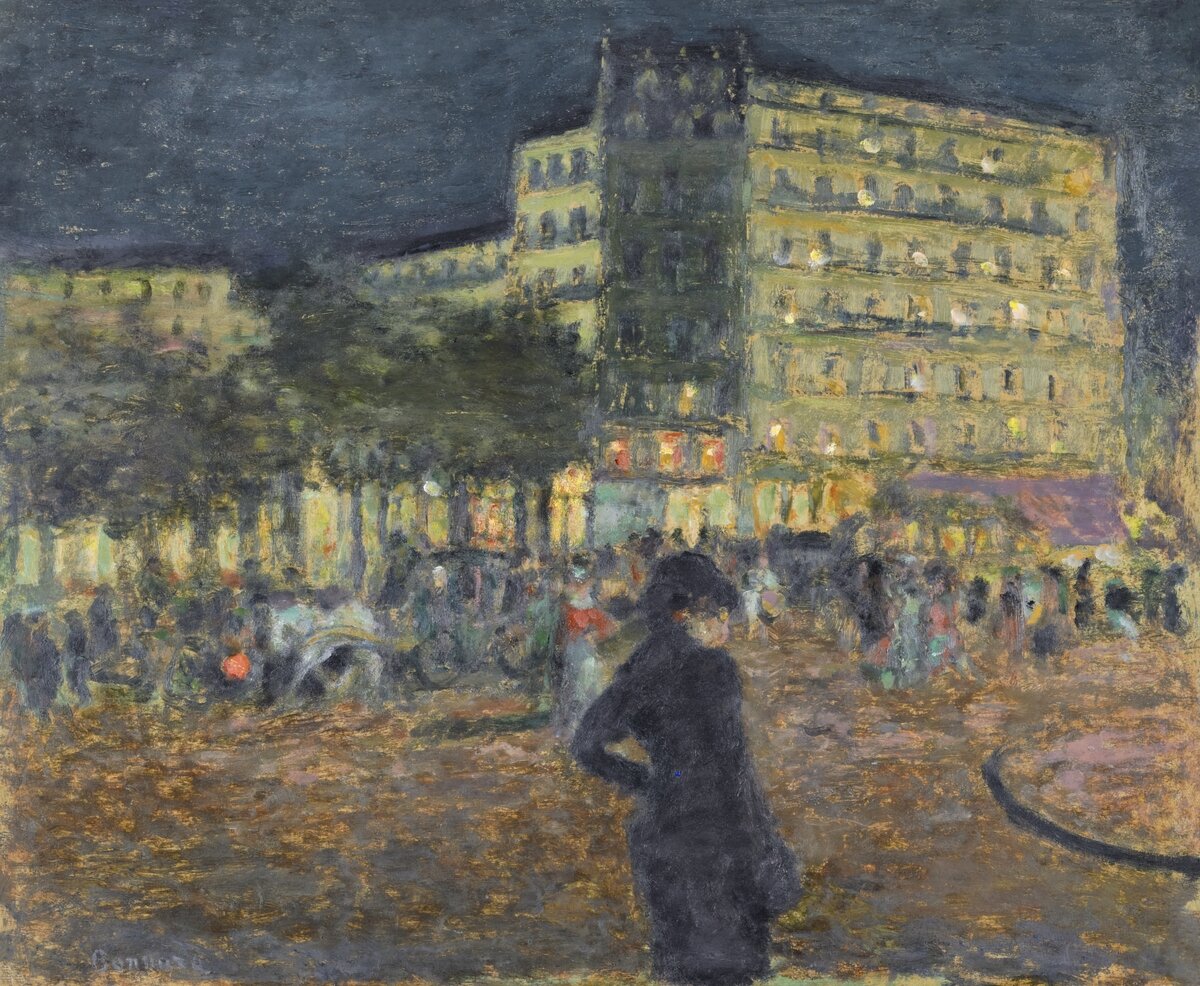 Place Pigalle at Night (1905–1908) by Pierre Bonnard. Original from Yale University Art Gallery. Digitally enhanced by rawpixel.