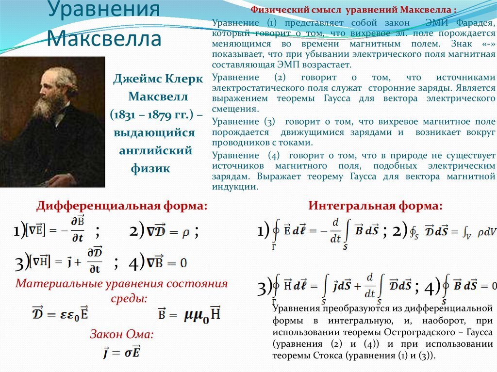 Макроскопическая электродинамика. Теория электромагнитного поля Максвелла формула. Физический смысл 1 уравнения Максвелла. Формулы Максвелла для электромагнитного поля. Уравнения электромагнитного поля в дифференциальной форме.