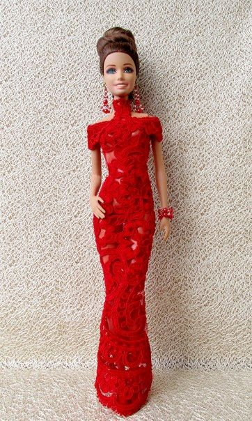 Вязаные платья для Барби. Работы разных мастериц. | MaBo. Одежда для ...