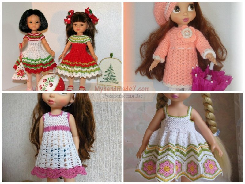 Вязаные крючком платья и одежда для кукол