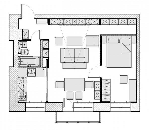Дизайн-проект 1-комнатной квартиры 32 кв.м ЖК Испанские кварталы
