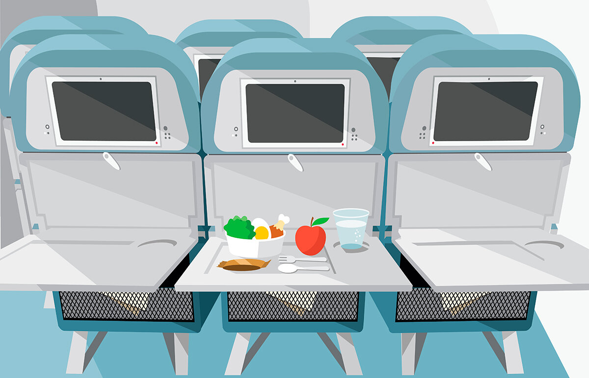 Откидной столик в самолете