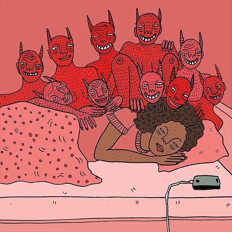 Вот и разбери: то ли демоны охраняют покой женщины, то ли стерегут пленницу.