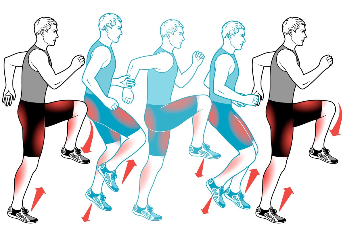 Графическое изображение бег с высоким подниманием бедра