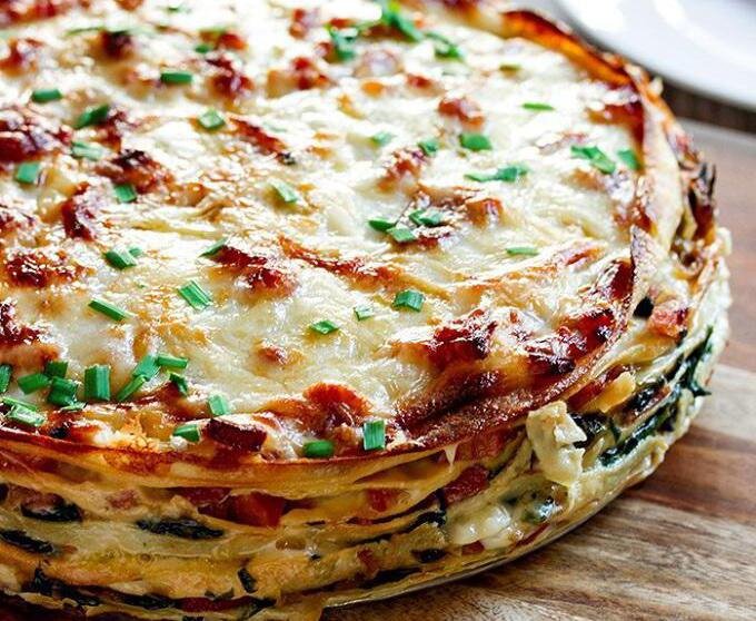 Блинный пирог из куриной печени