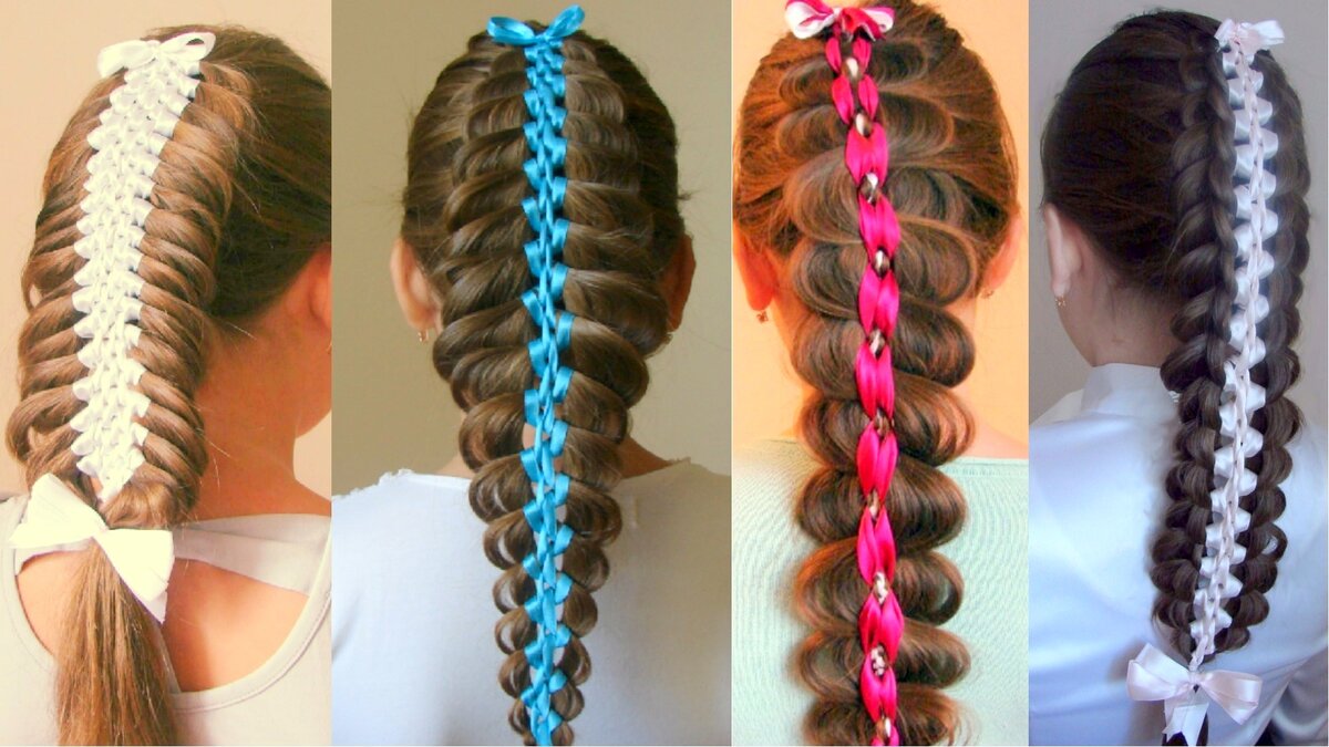 Плетение Кос Видео уроки Коса с Лентой. Weaving braids video tutorials: braid with a ribbon.