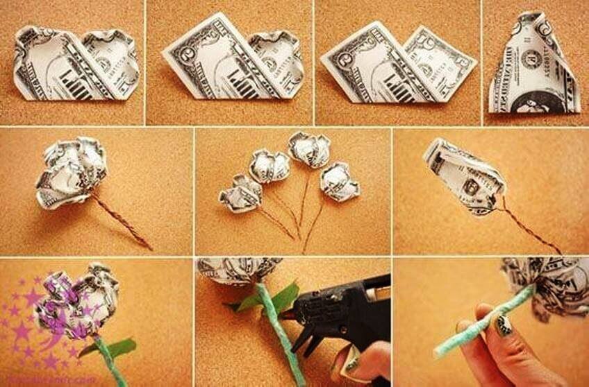как сделать цветок из денег своими руками / поделки из денег