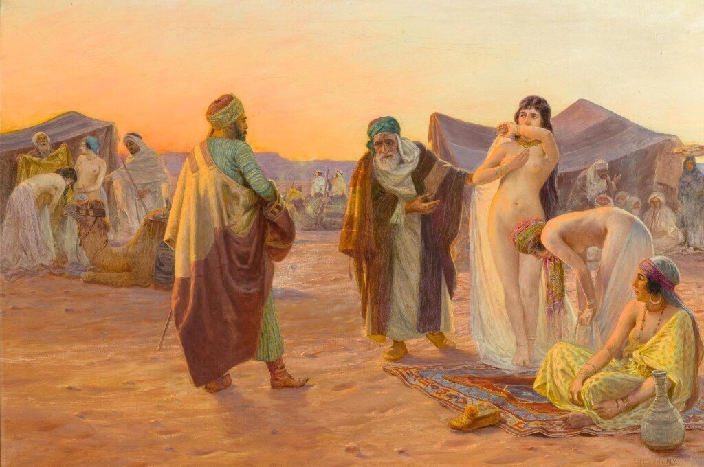 "Невольничий рынок", художник: О.Пилни. Источник изображения открытая база "Яндекс. Картинки".