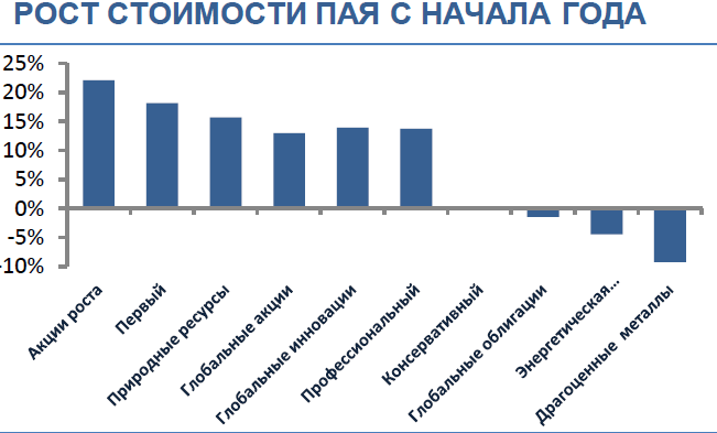 Рост стоимости пая с начала года