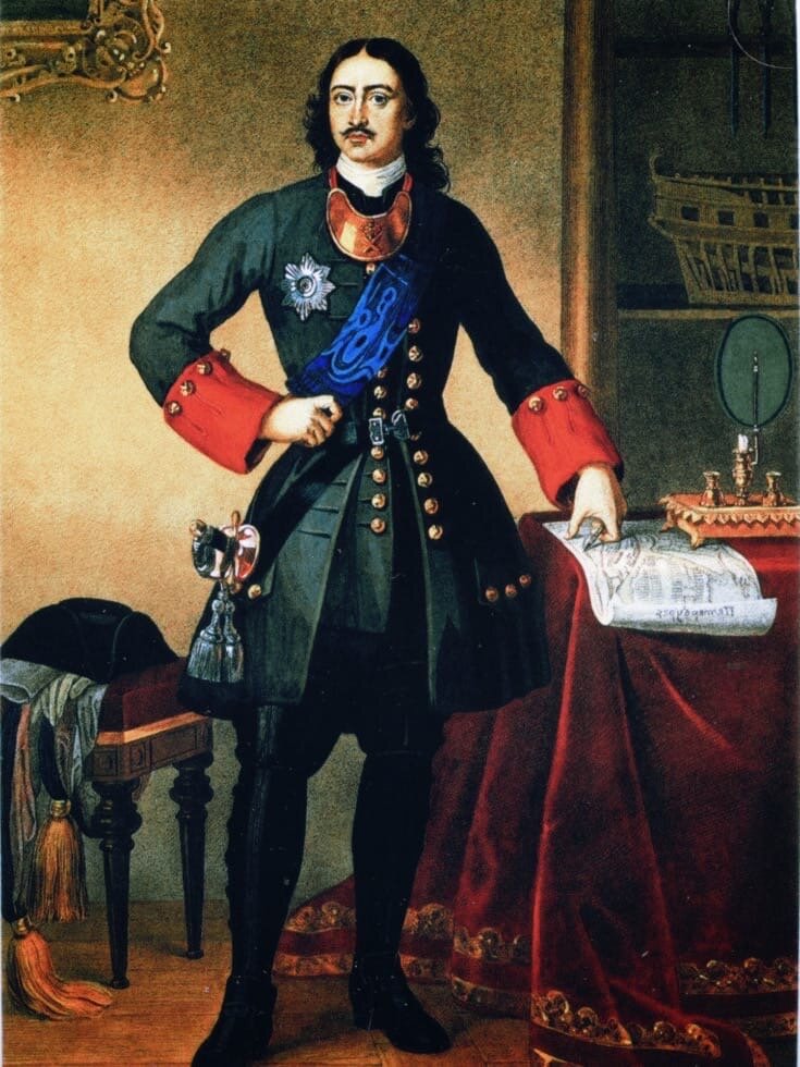 На картине представлен русский царь-Петр I.