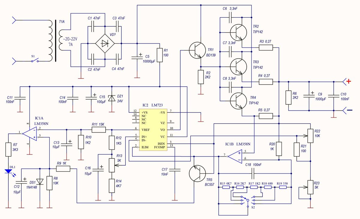 Принципиальная схема стабилизатора напряжения