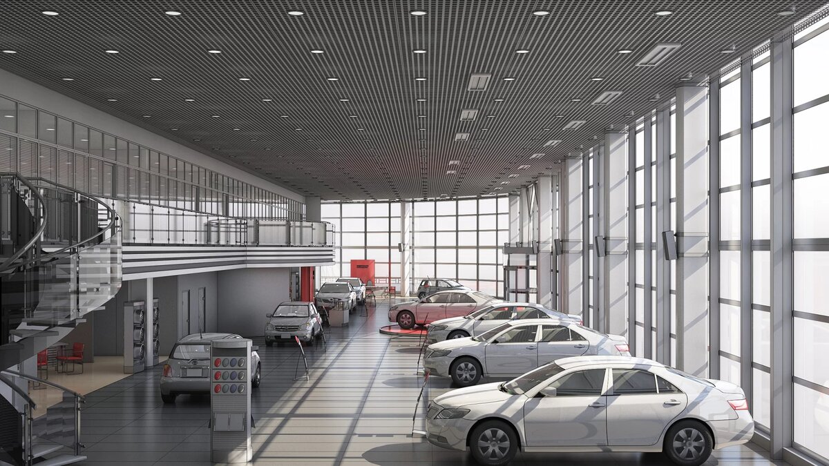 Пример оформления автосалона со вторым светом