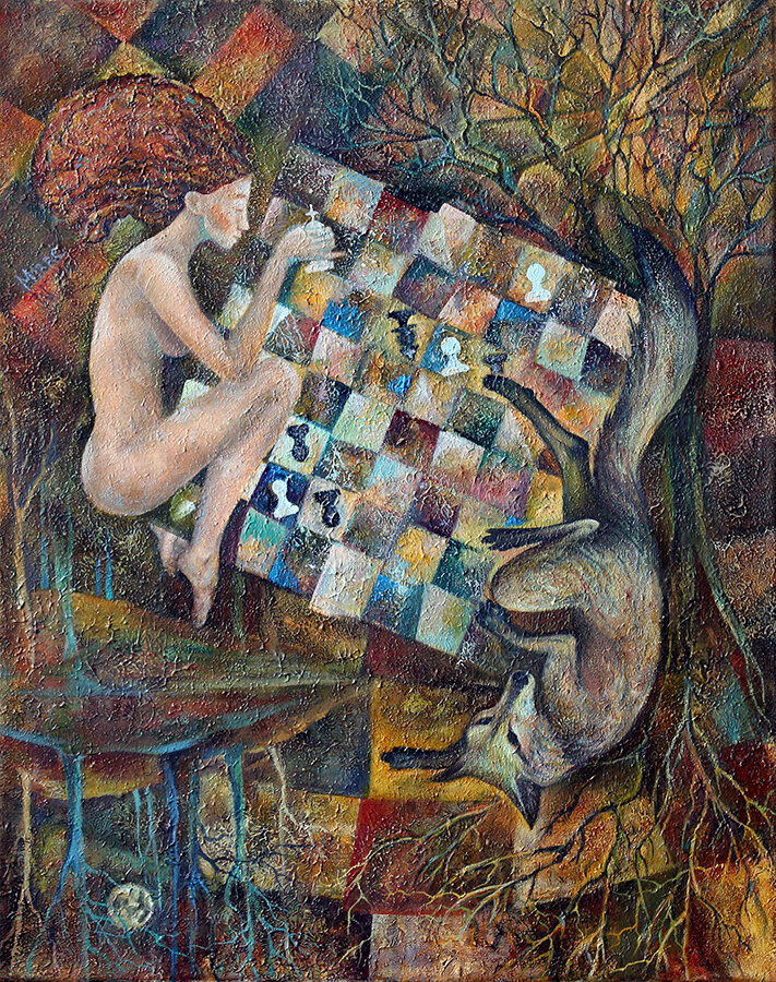 "Партия с Тенью", холст, масло, 50х40, 2019 г.