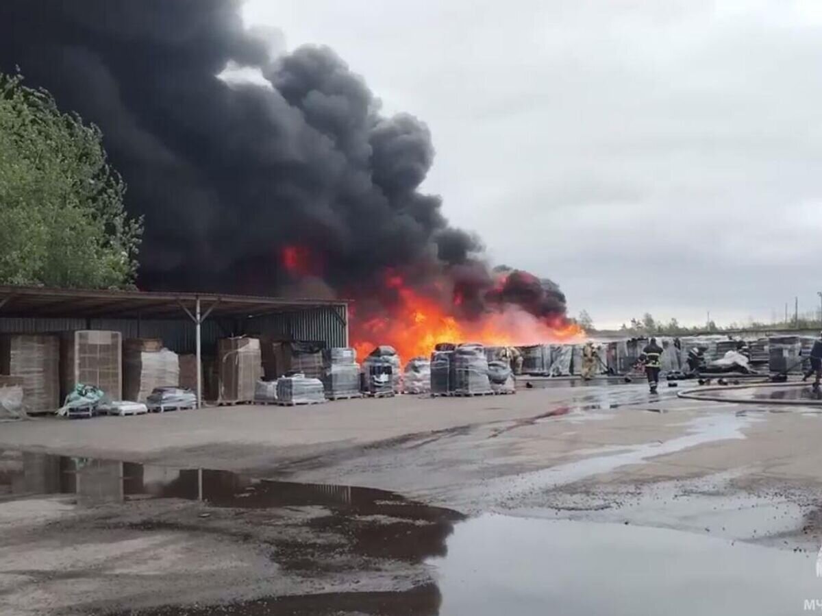    Ликвидация пожара на складе в Подмосковье© Фото : ГУ МЧС России по Московской области