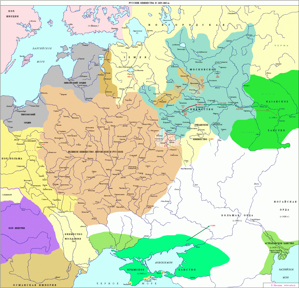 Карта россии во второй половине 15 века