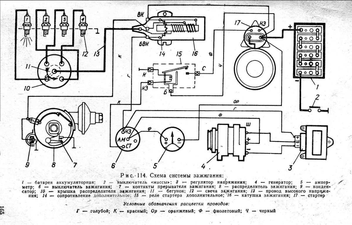 Схема электрооборудования УАЗ 469 С бесконтактным зажиганием