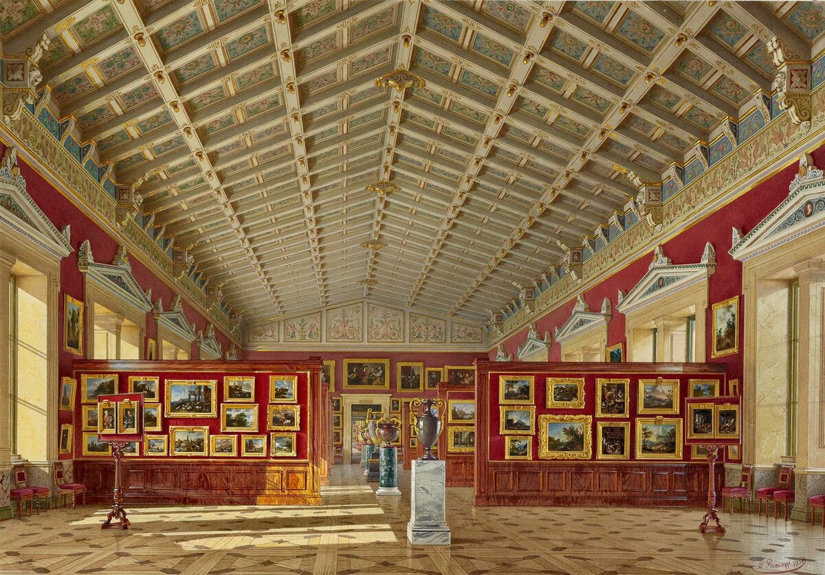 Луиджи Премацци
Зал голландской и фламандской школ
Россия, 1858 г.
Бумага, акварель 
