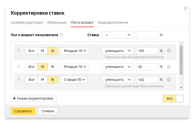 Корректировка сроков. Корректировка ставок в Яндекс директ. Корректировки по возрасту в Директе. Корректировки ставок в Яндекс. Корректировки корректировки корректировки