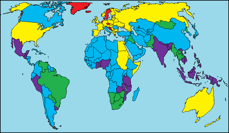 Красный -  от 180 см и выше
Желтый -  175 - 179,9 см
Голубой  - 170 - 174,9 см
Зеленый  - 165 - 169,9 см
Фиолетовый  - от 164,9 см